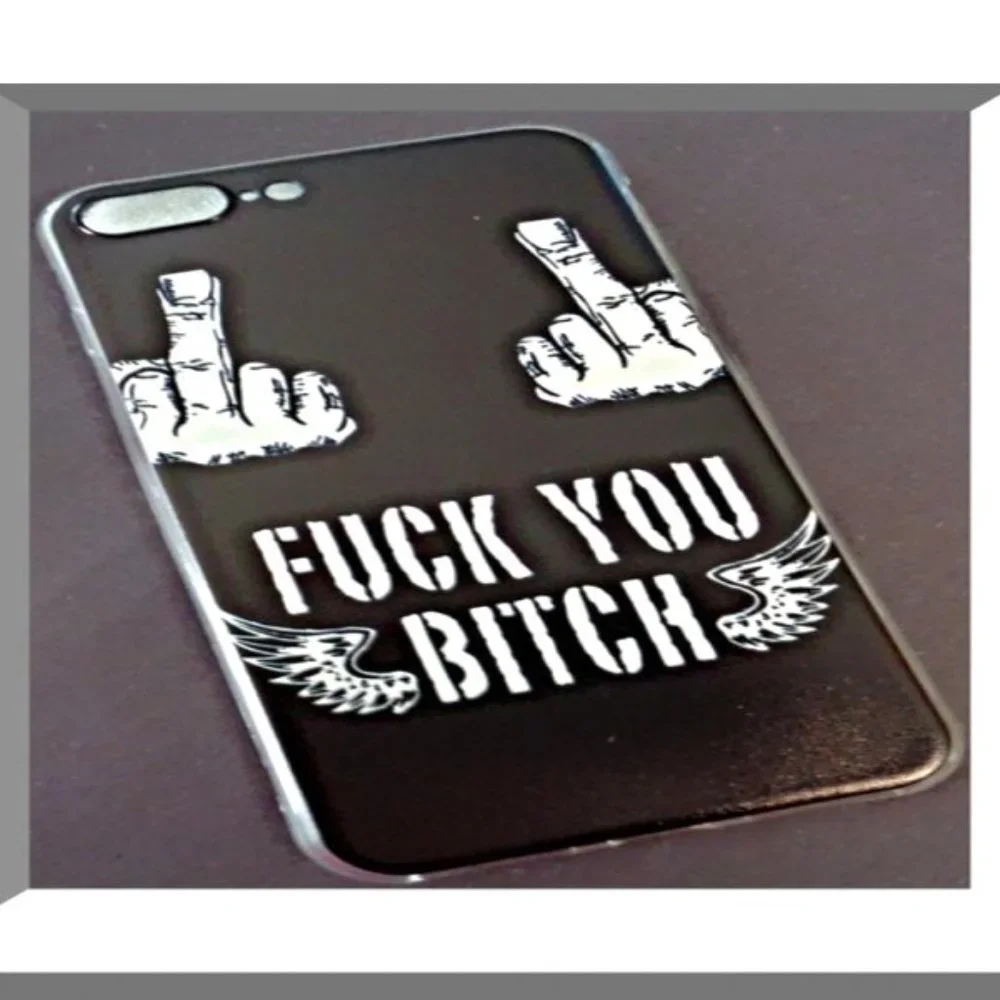 F*** Y** B**ch Middle Finger With Angel Wings Iphone 8 Plus Silicone Design Case